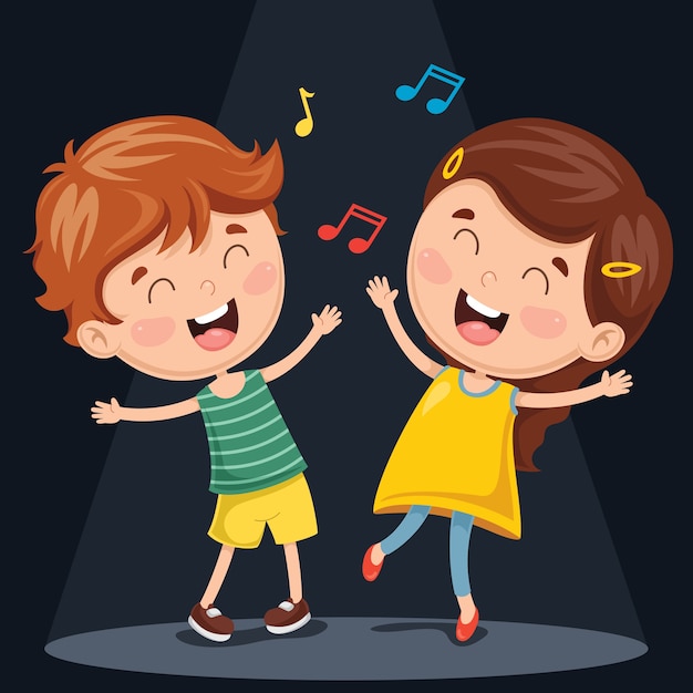 Ilustração em vetor de crianças dançando | Vetor Premium