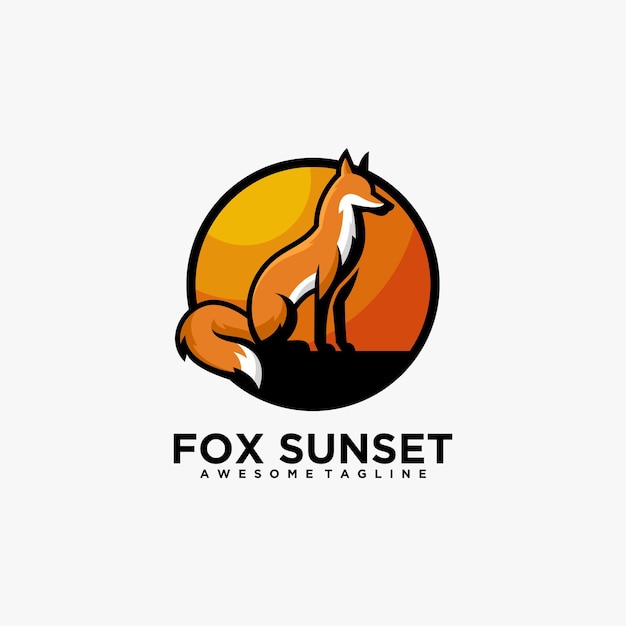 Ilustração Em Vetor Fox Sunset Design De Logotipo Vetor Premium 8635