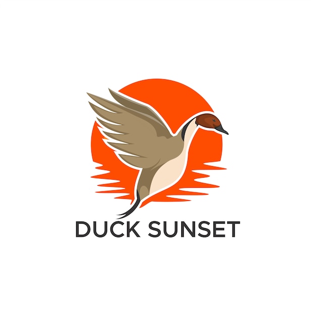 Ilustração em vetor pôr do sol pato arrabio Vetor Premium