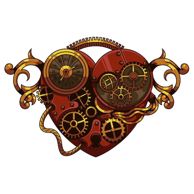 Ilustração heart steampunk Vetor Premium