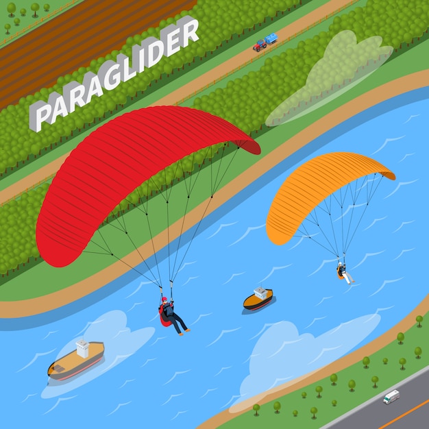 Ilustração isométrica de parapente Vetor grátis