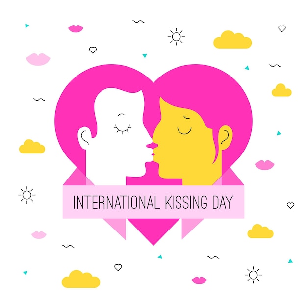 Ilustração Orgânica Plana Internacional Do Dia Do Beijo Com Casal Se Beijando Vetor Grátis 