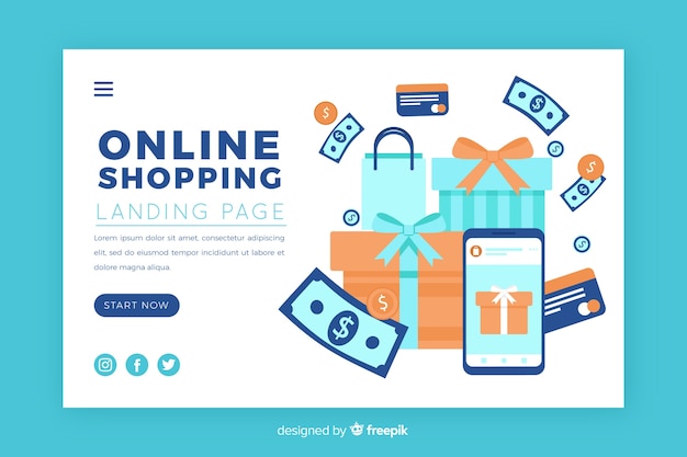 Ilustração para a página de destino com o conceito de compras on-line Vetor grátis