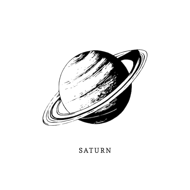 Imagem Do Planeta Saturno Em Fundo Branco Mão Extraídas Ilustração