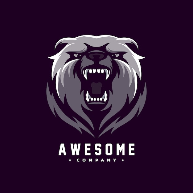 Impressionante Urso Logo Design Vector Vetor Premium