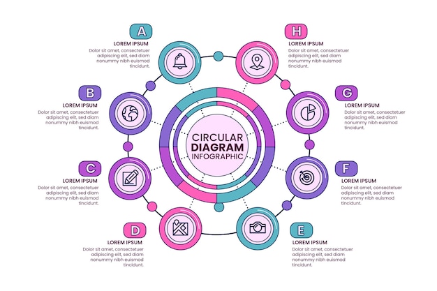 Infográfico de diagrama plano circular linear Vetor Grátis