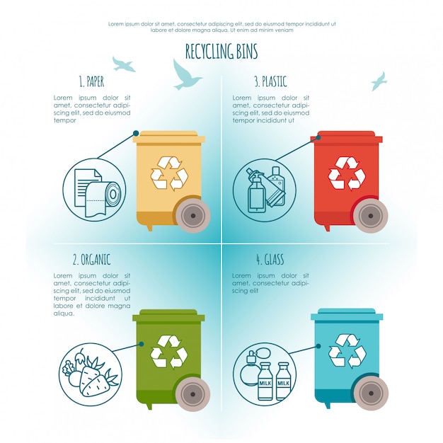 Infográfico De Lixeiras Gestão De Resíduos E Conceito De Reciclagem Ilustração Vetor Premium 8467