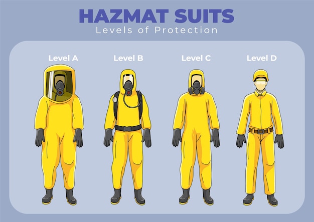 infogr-fico-de-n-veis-de-prote-o-da-roupa-de-hazmat-vetor-premium