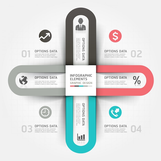 Infográfico de opções de estilo de origami de círculo de negócios moderno. Vetor Premium