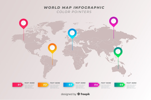 Infográfico profissional de mapa do mundo Vetor grátis