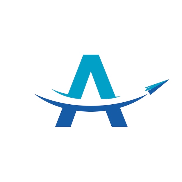 Inspration do projeto do logotipo do curso do avião de papel Vetor Premium