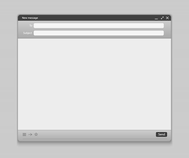 Interface de mensagem de e-mail com o painel da web de formulário de envio. Vetor Premium
