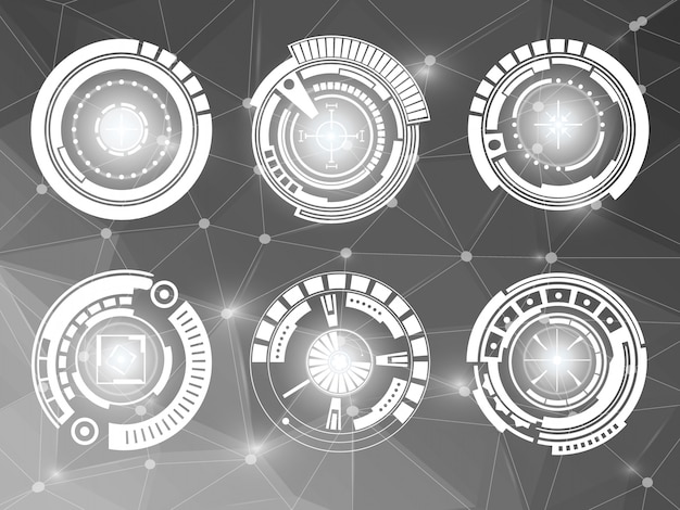 Interface de tecnologia futurista hud elementos de interface do usuário. Vetor Premium
