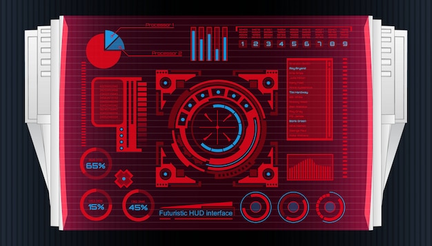 Interface de tecnologia futurista hud elementos de interface do usuário. Vetor Premium