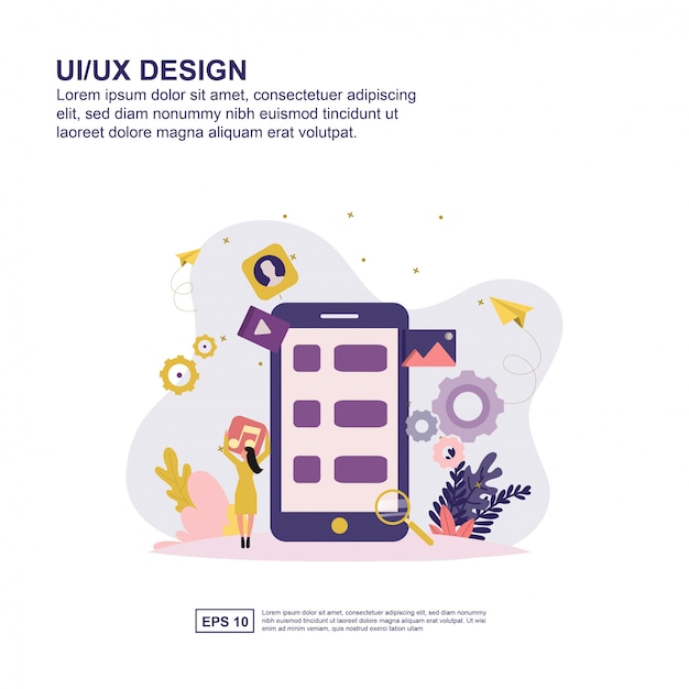 Interface de usuário conceito vector ilustração design plano para apresentação. Vetor Premium