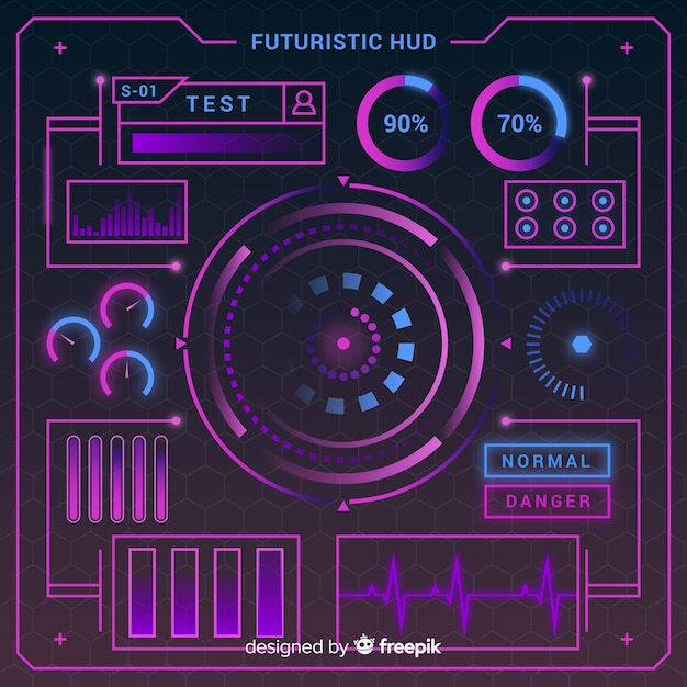 Interface hud futurista com estilo gradiente Vetor grátis