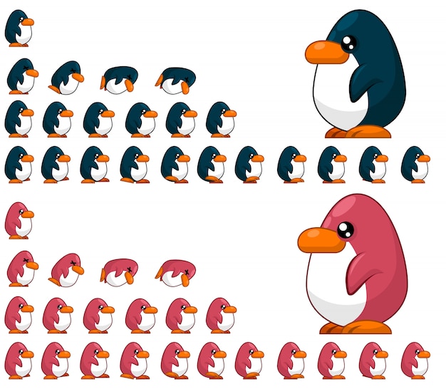 Jogo De Pinguim Sprites Vetor Premium