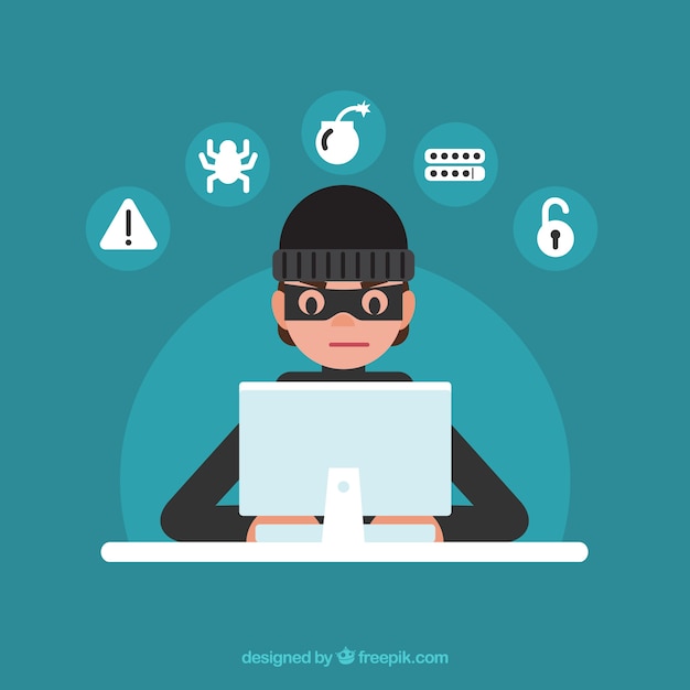 Jovem hacker anônimo com design plano Vetor grátis