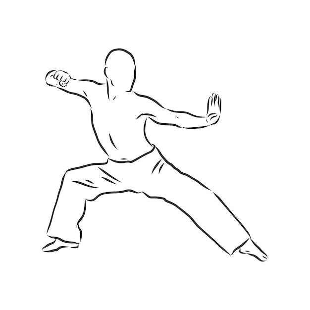 Kung Fu Chin S Desenhos Vetoriais Em Contornos Simples Lutador De Kung Fu Ilustra O De