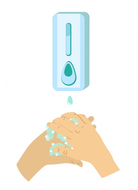 Lavar as mãos com sinal de sabão lavar as mãos com sabão para evitar vírus e bactérias Vetor