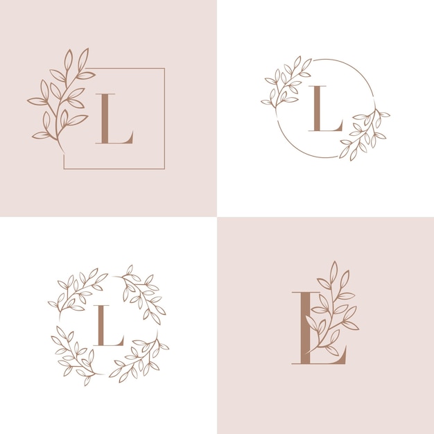 Letra l design de logotipo com elemento de folha de orquídea Vetor Premium