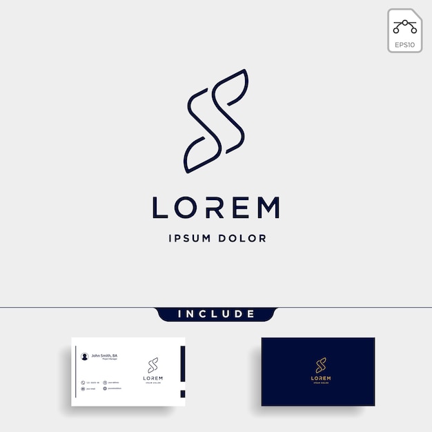 Letra S Ss Design De Logotipo Simples Vetor Elegante Vetor Premium