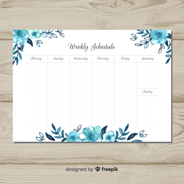 Linda programação semanal com estilo floral Vetor grátis