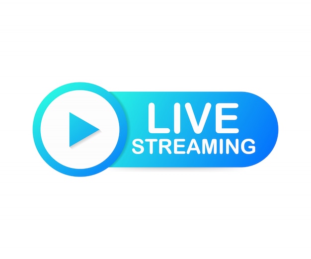 Live streaming logotipo plana - elemento de design azul ...