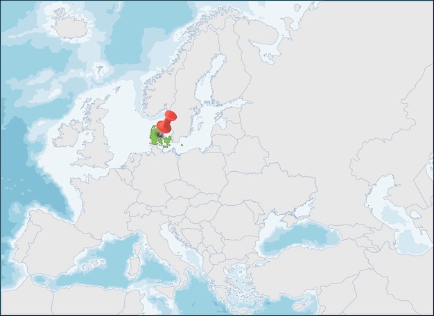 Localização do reino da dinamarca no mapa da europa ...