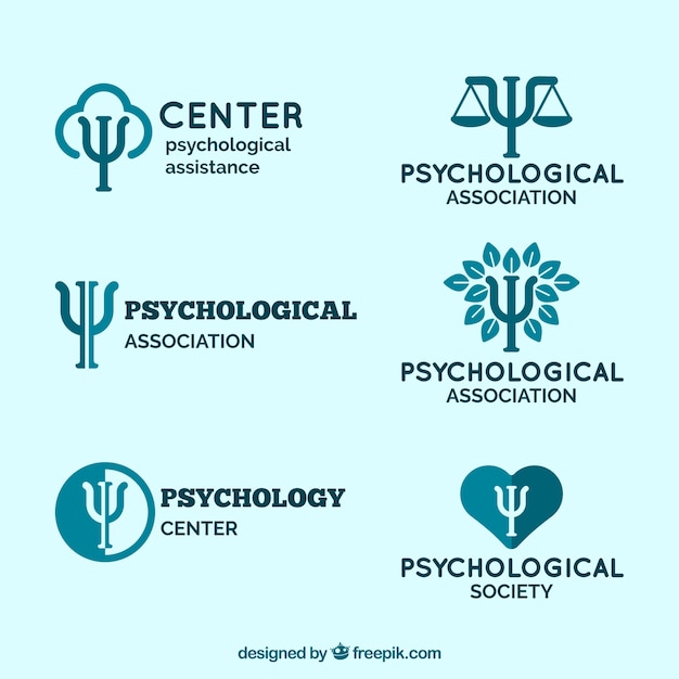 Logos para centros psicológicos em tons azuis | Vetor Premium