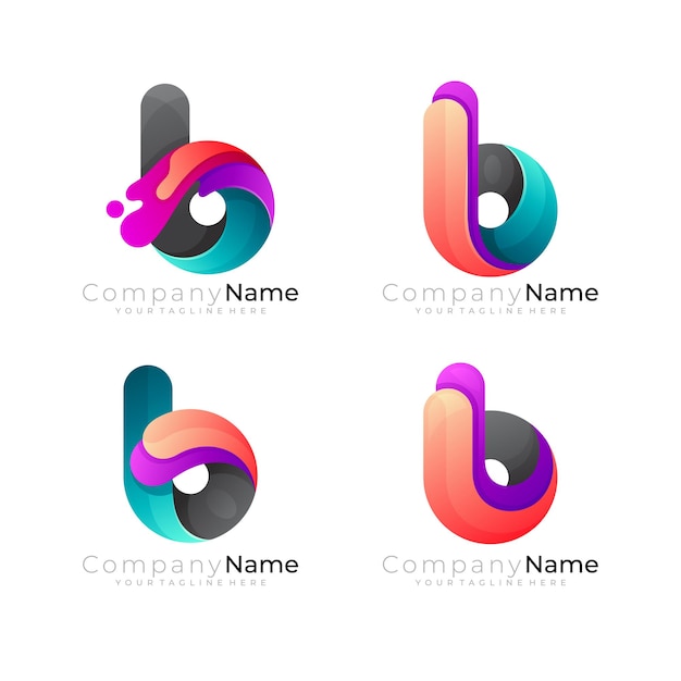 Logotipo Da Letra B Simples E Estilo Colorido 3d, ícones B | Vetor Premium