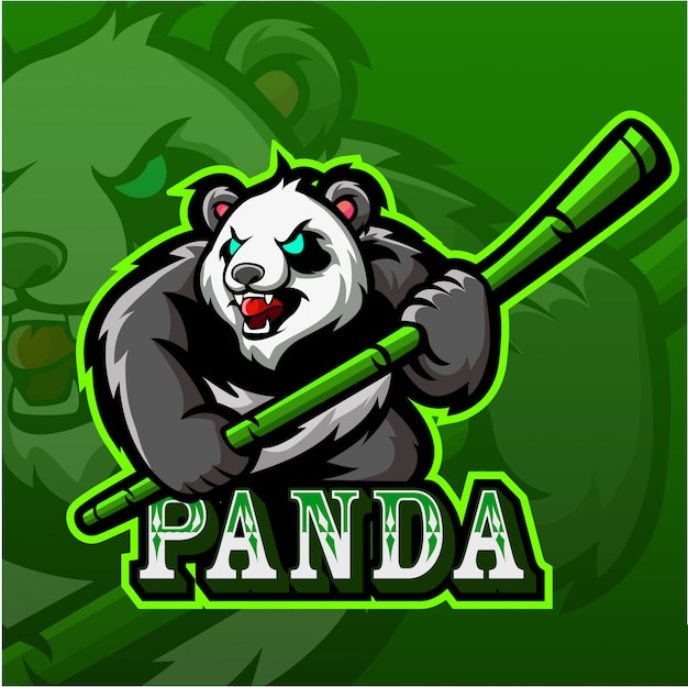 Logotipo Da Mascote Do Panda Esport Vetor Premium