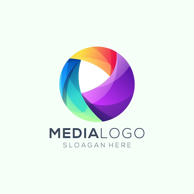 Logotipo da mídia Vetor Premium