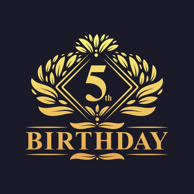 Logotipo de aniversário de 5 anos, celebração do 5º aniversário de ouro