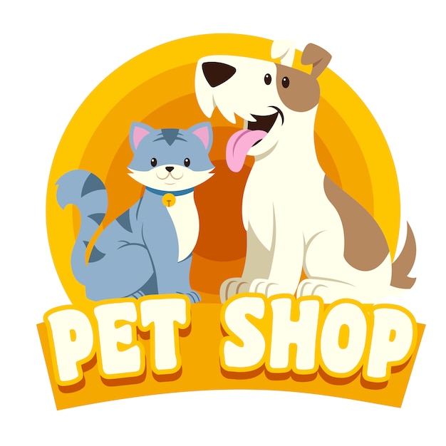 Logotipo de petshop para gatos e cães | Vetor Premium