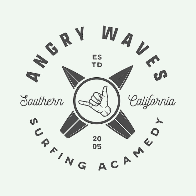 Logotipo de surf, emblema Vetor Premium