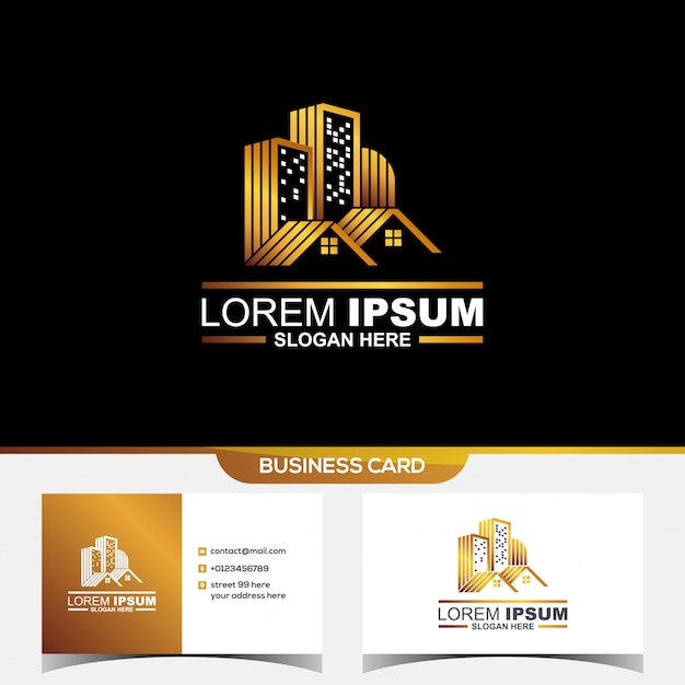 Logotipo do cartão imobiliário Vetor Premium