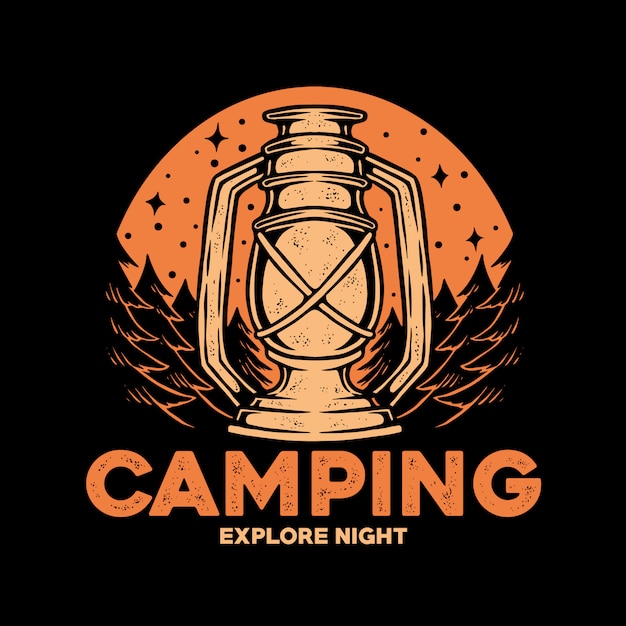 Logotipo do emblema do camping Vetor Premium