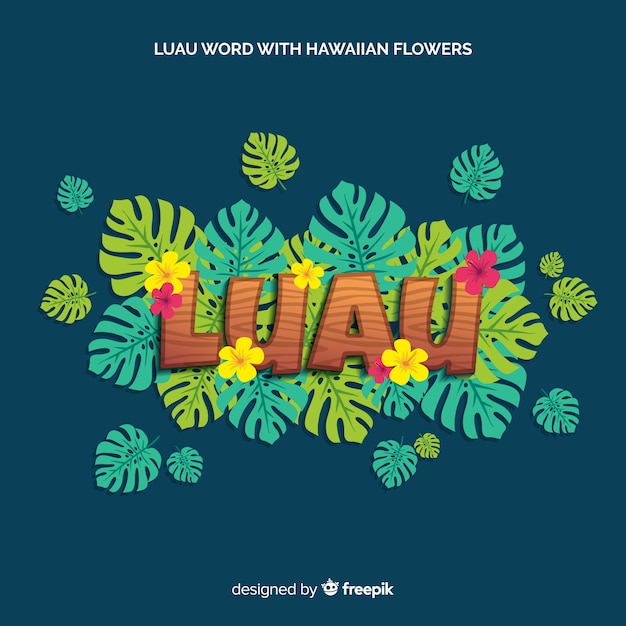 Luau palavra havaiana flores fundo Vetor grátis