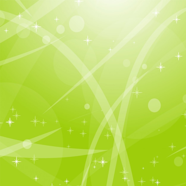 Luz de fundo abstrato verde com estrelas, círculos e listras. Vetor Premium