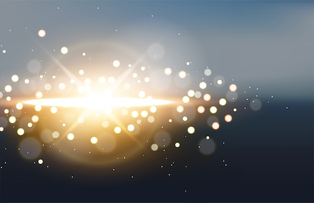 Luz dourada com flare no fundo da paisagem turva Vetor Premium
