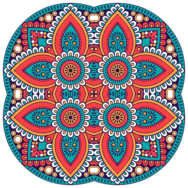 Mandala Colorida De Vetor Vetor Premium