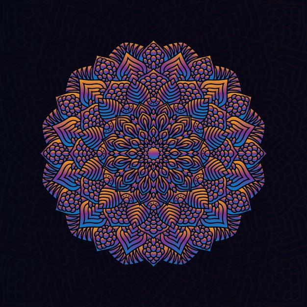 Mandala colorida vector mão desenhada elemento geométrico circular para henna, mehndi, tatuagem, decoração, têxtil, padrão, fundo de convite Vetor Premium
