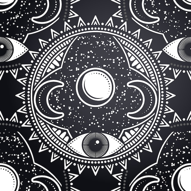 Mandala com lua Vetor grátis