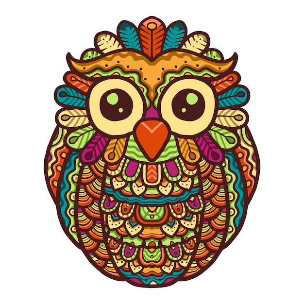 Mandala de coruja bonito colorido vector design | Vetor Premium