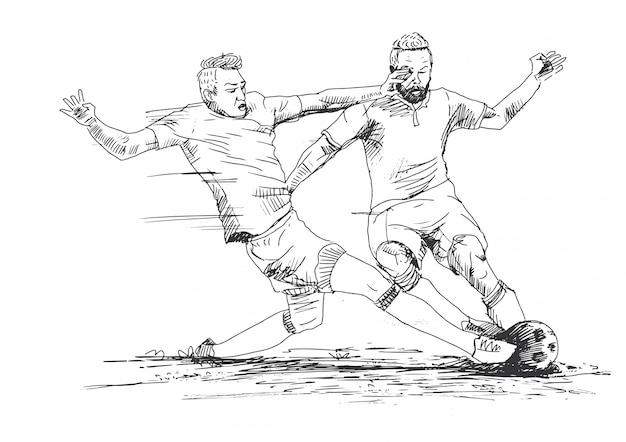 Mão de desenho ilustração de futebol | Vetor Premium