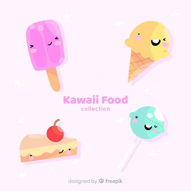 Mão desenhada coleção de comida kawaii | Vetor Grátis