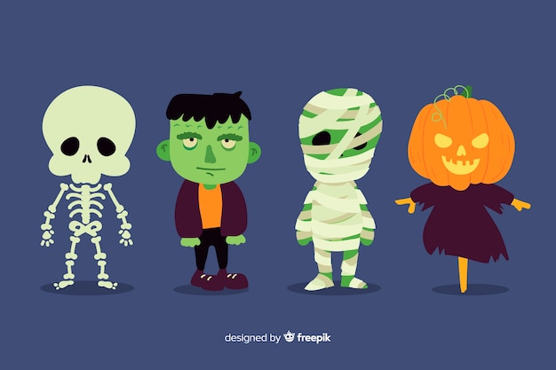Mão desenhada coleção de personagens de halloween Vetor grátis