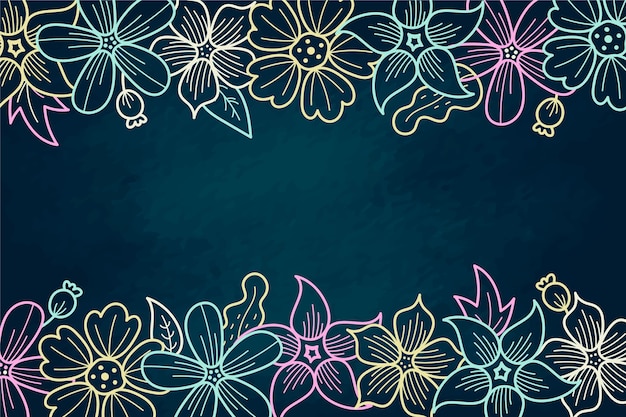 Mão desenhadas flores com fundo de espaço de cópia Vetor grátis
