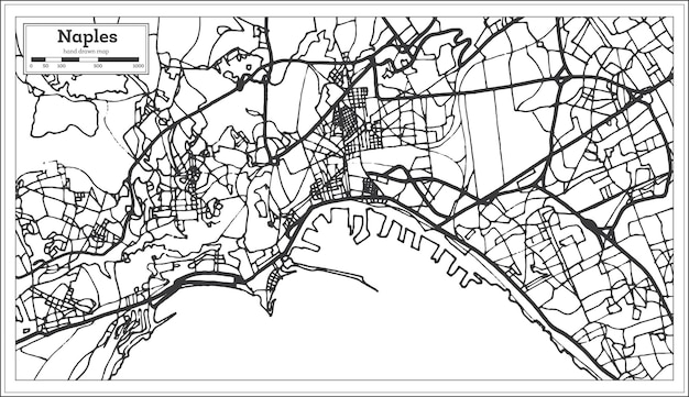 Mapa Da Cidade De Napoles Italia Em Estilo Retro Mapa De Contorno Ilustracao Vetorial Vetor Premium